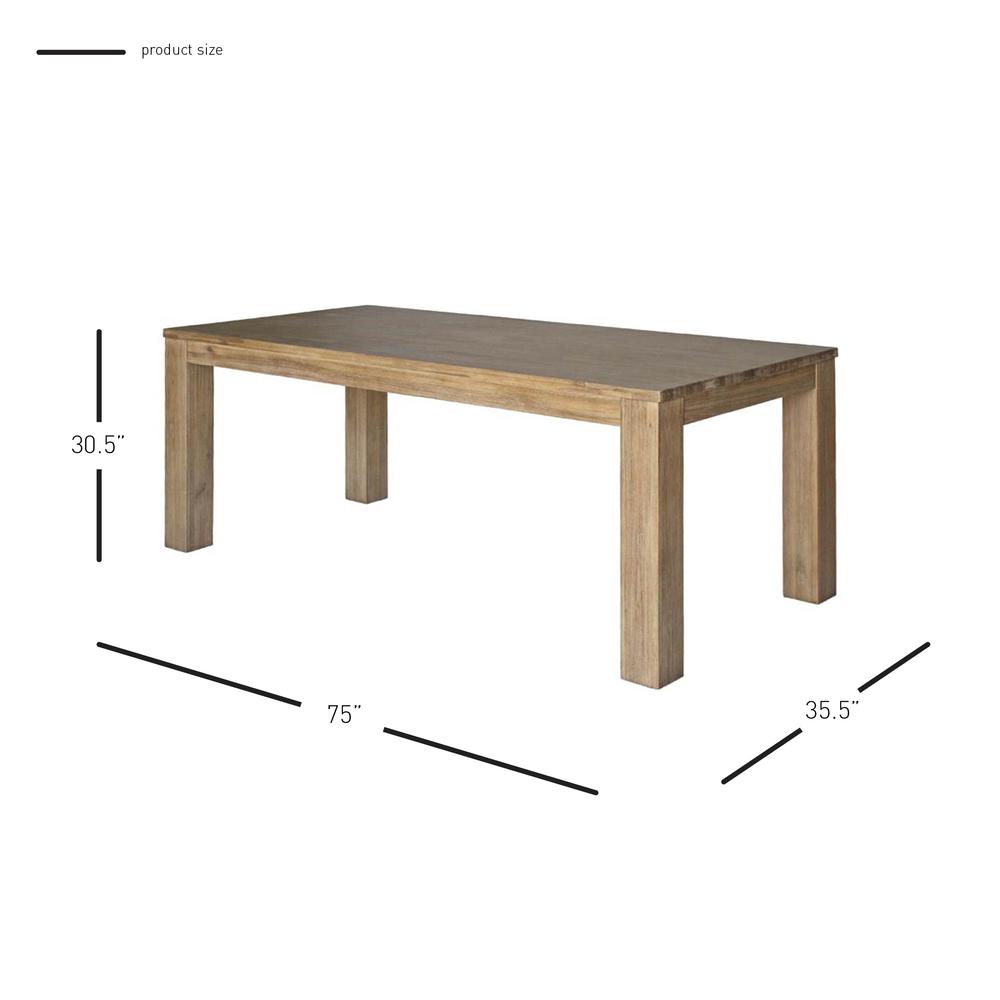75" Rectangular Dining Table, Brushed Smoke. Picture 2