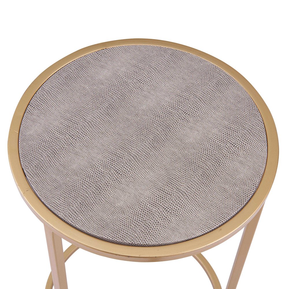 Anza Set of 2 Round Faux Shagreen Nesting End Table. Picture 3