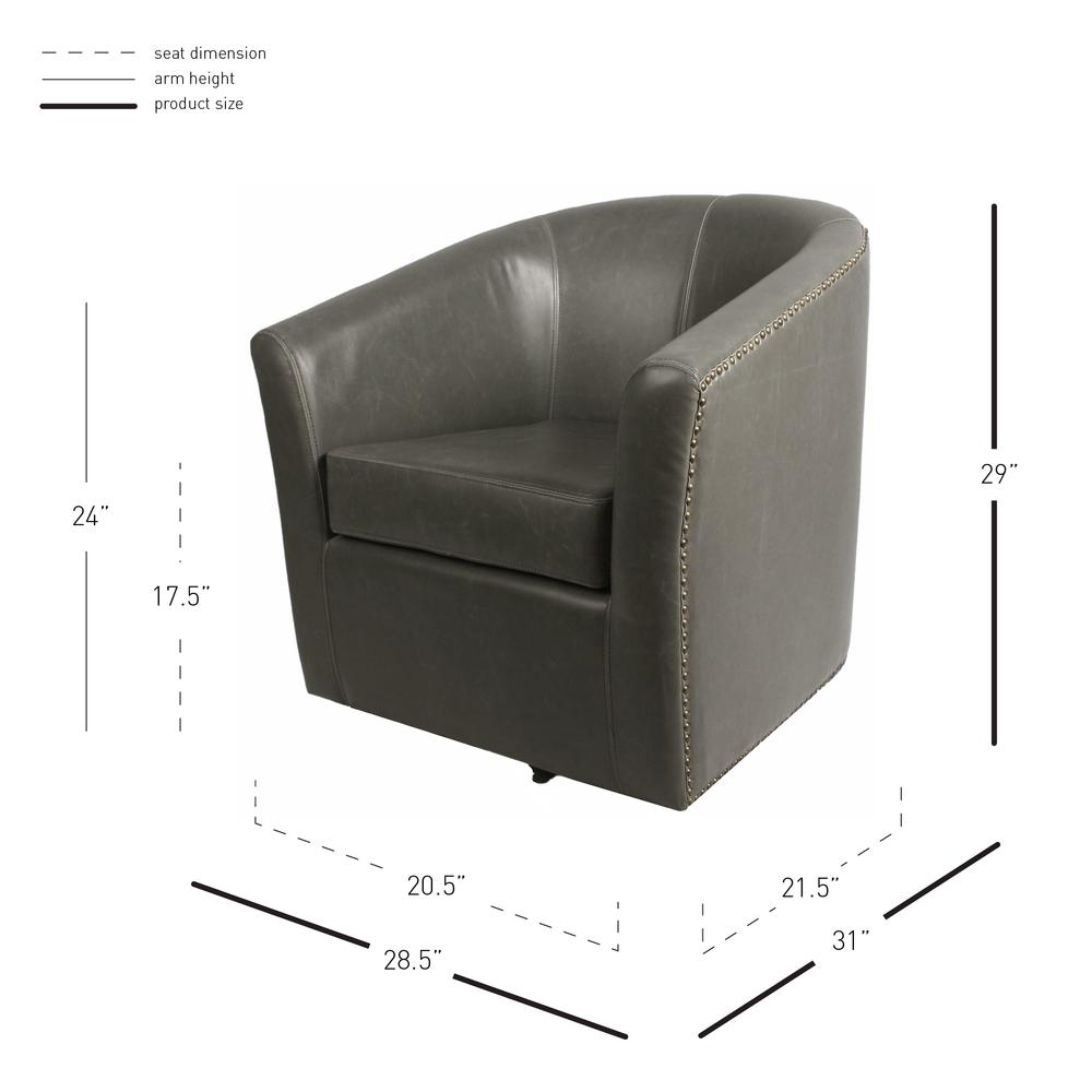 Leather Swivel Chair, Vintage Gray. Picture 7