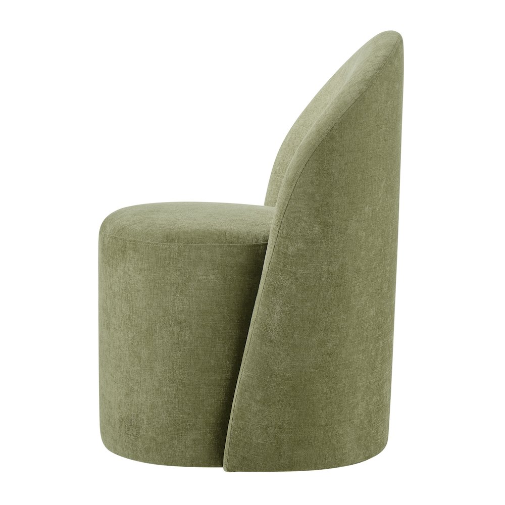 Cabrina Dining Side Chair w/ Casters - Millburry Green Chenille. Picture 3