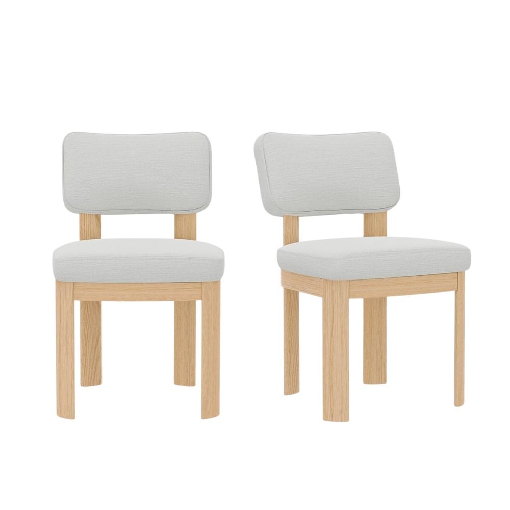 Light Oak Side Chairs Set of 2 with Upholstered Seats and Modern Design. Picture 1