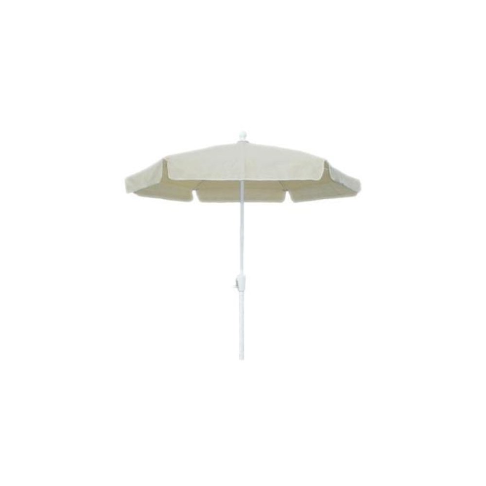 7.5' Hex Garden Umbrella 6 Rib Crank Lift In Natural Vinyl Coated Weave. Picture 1
