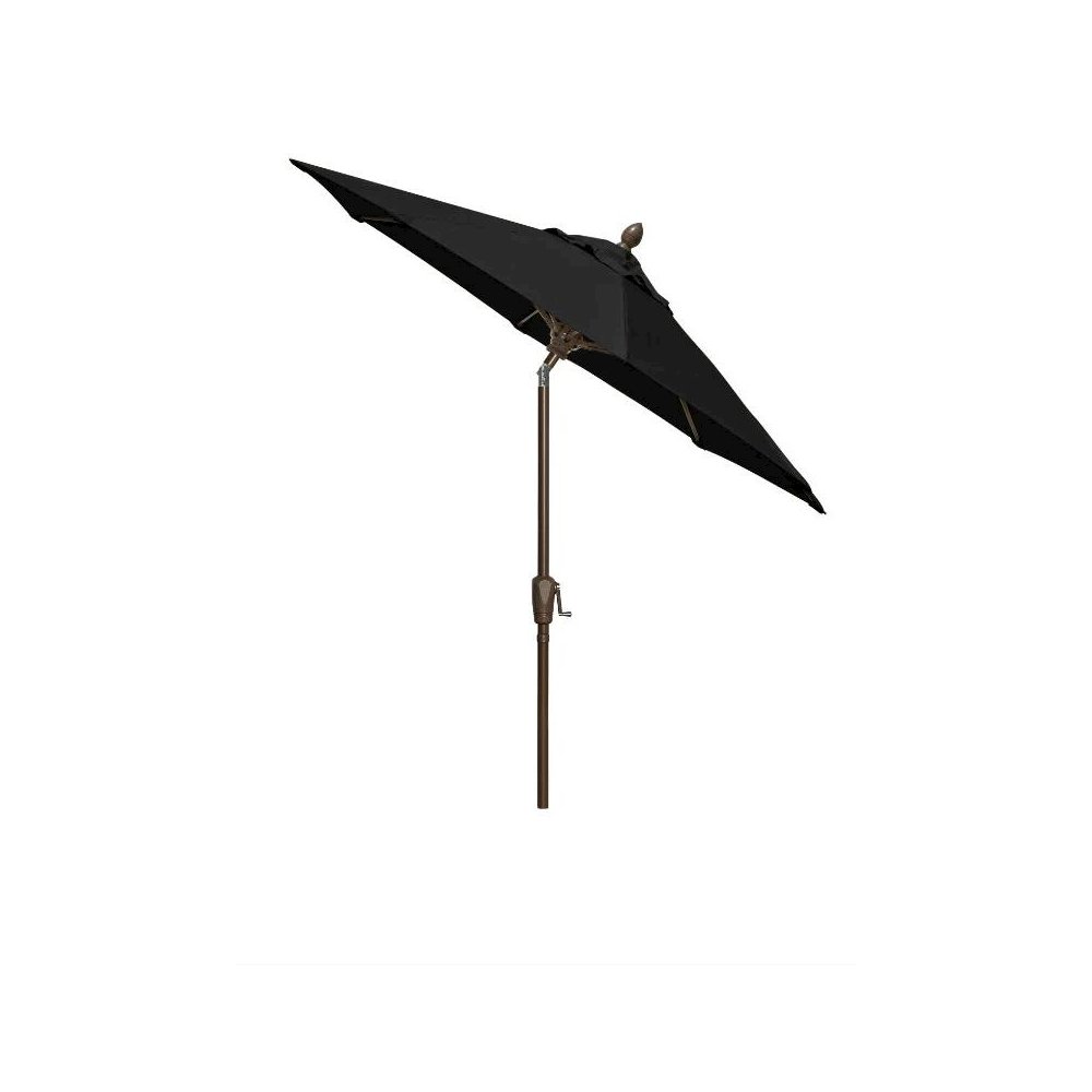 7.5' Oct Patio Umbrella 6 Rib Crank Lift with Beige Solution Dyed Poly Canopy. Picture 1