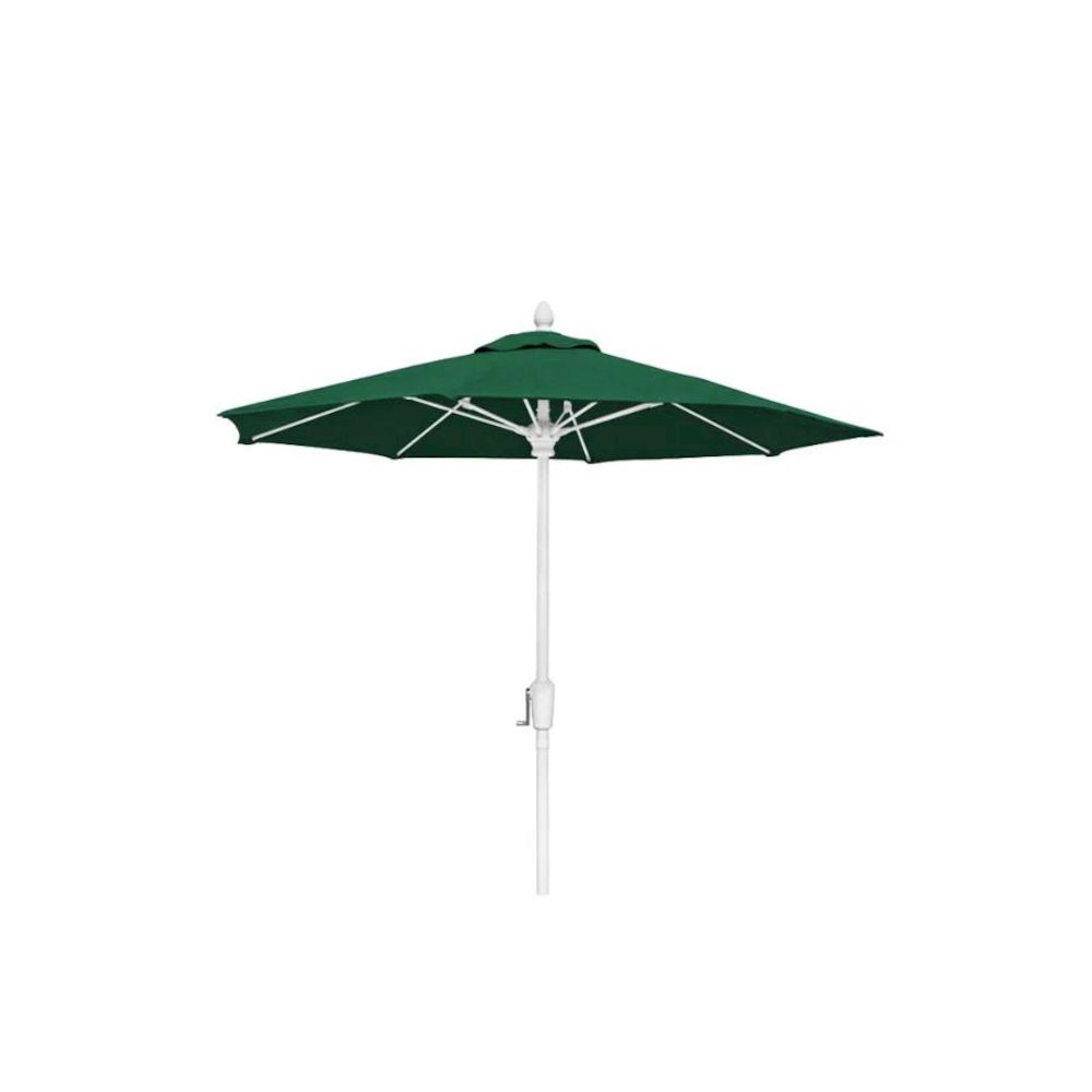 7.5' Oct Patio Umbrella 6 Rib Crank Lift with Forest Green Solution Canopy. Picture 1