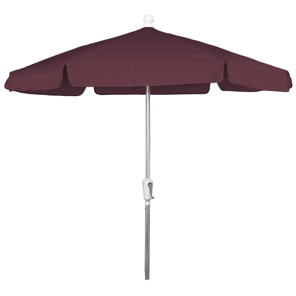 7.5' Hex Garden Umbrella 6 Rib Crank Lift In Burgundy Vinyl Coated Weave. Picture 1