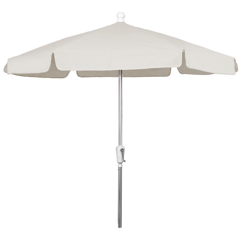7.5' Hex Garden Umbrella 6 Rib Crank Lift In Natural Vinyl Coated Weave. Picture 1