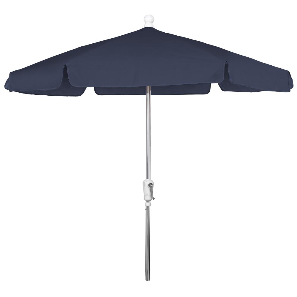 7.5' Hex Garden Umbrella 6 Rib Crank Lift In Navy Blue Vinyl Coated Weave. Picture 1