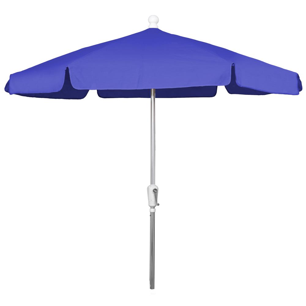 7.5' Hex Garden Umbrella 6 Rib Crank Lift In Pacific Blue Vinyl Coated Weave. Picture 1