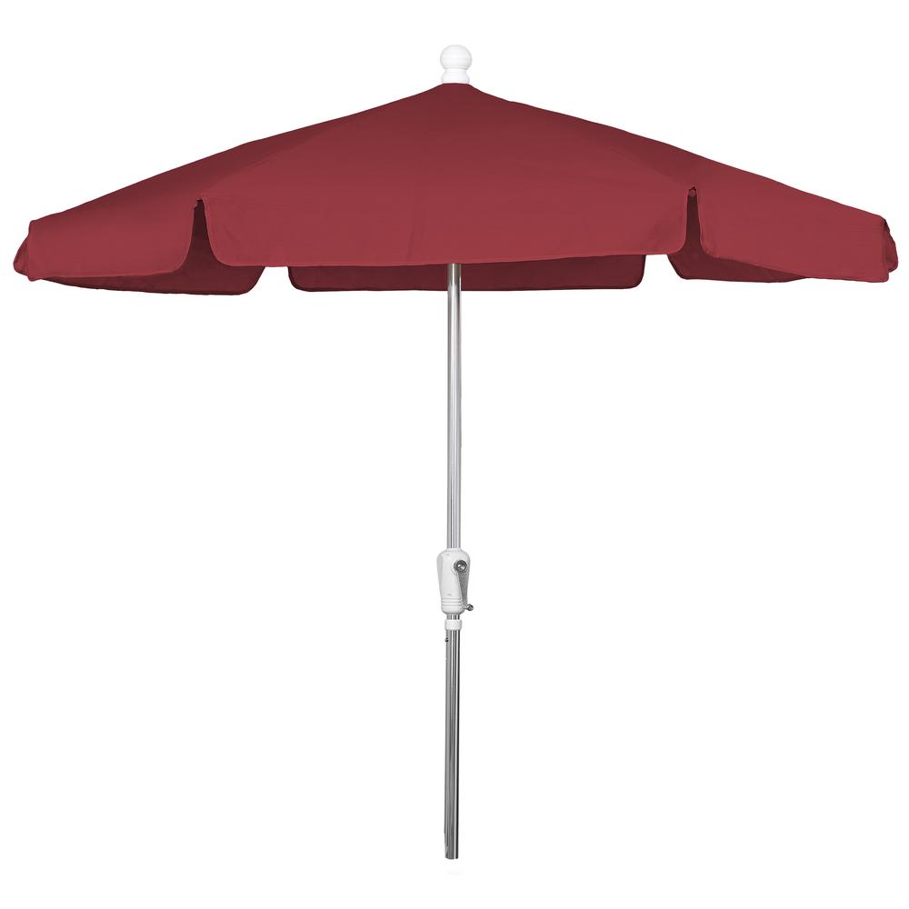 7.5' Hex Garden Umbrella 6 Rib Crank Lift In Red Vinyl Coated Weave. Picture 1