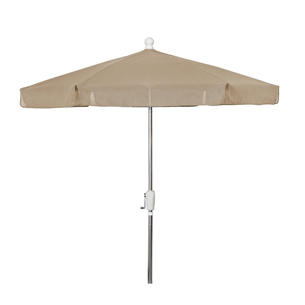 7.5' Hex Garden Umbrella 6 Rib Crank In Beige Vinyl Coated Weave. Picture 2