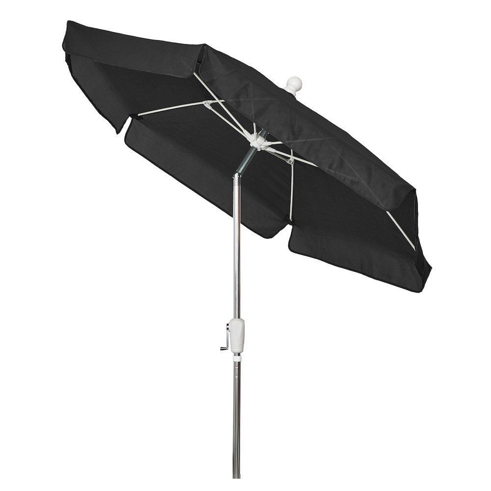 7.5' Hex Garden Umbrella 6 Rib Crank In Black Vinyl Coated Weave. Picture 2