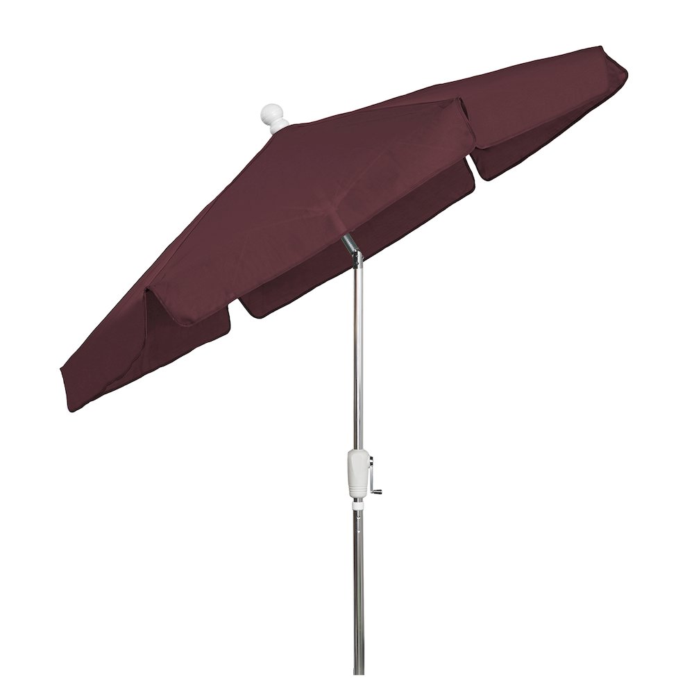 7.5' Hex Garden Umbrella 6 Rib Crank In Burgundy Vinyl Coated Weave. Picture 1