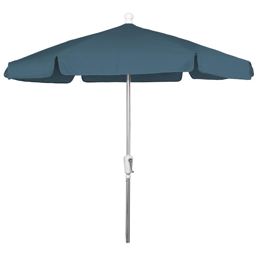 7.5' Hex Garden Umbrella 6 Rib Crank Lift In Teal Vinyl Coated Weave. Picture 1