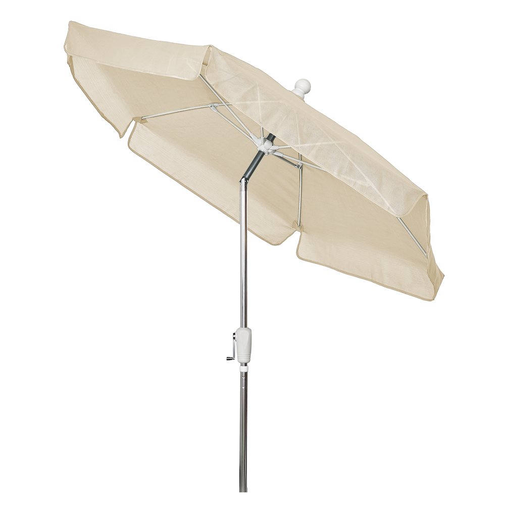 7.5' Hex Garden Umbrella 6 Rib Crank In Natural Vinyl Coated Weave. Picture 3