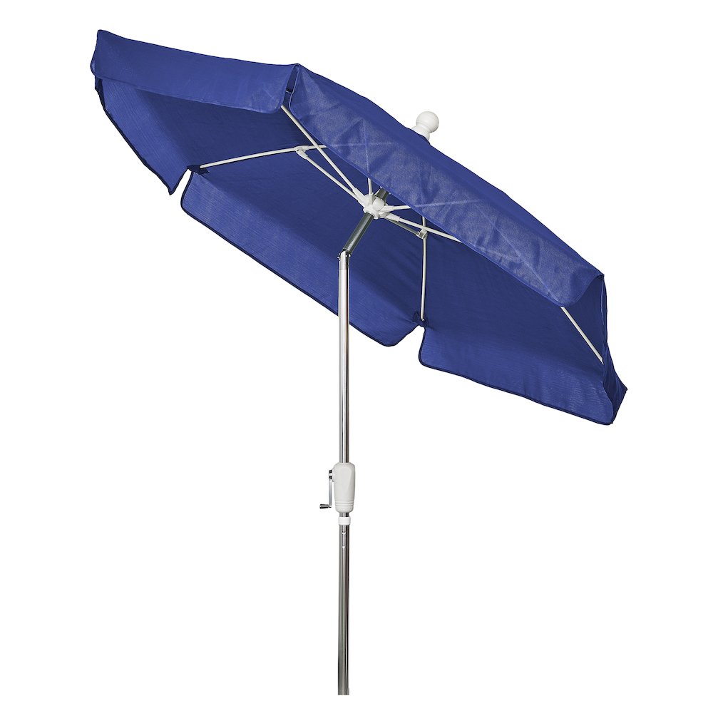 7.5' Hex Garden Umbrella 6 Rib Crank In Pacific Blue Vinyl Coated Weave. Picture 3