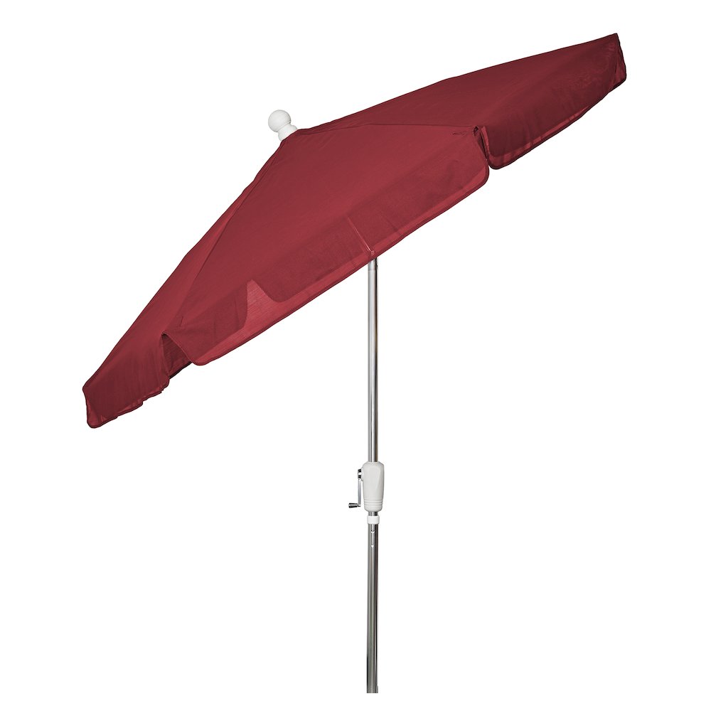 7.5' Hex Garden Umbrella 6 Rib Crank In Red Vinyl Coated Weave. Picture 1