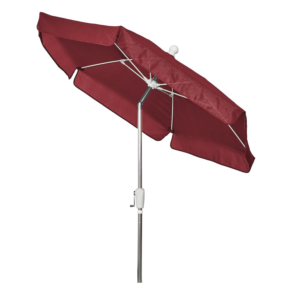 7.5' Hex Garden Umbrella 6 Rib Crank In Red Vinyl Coated Weave. Picture 2