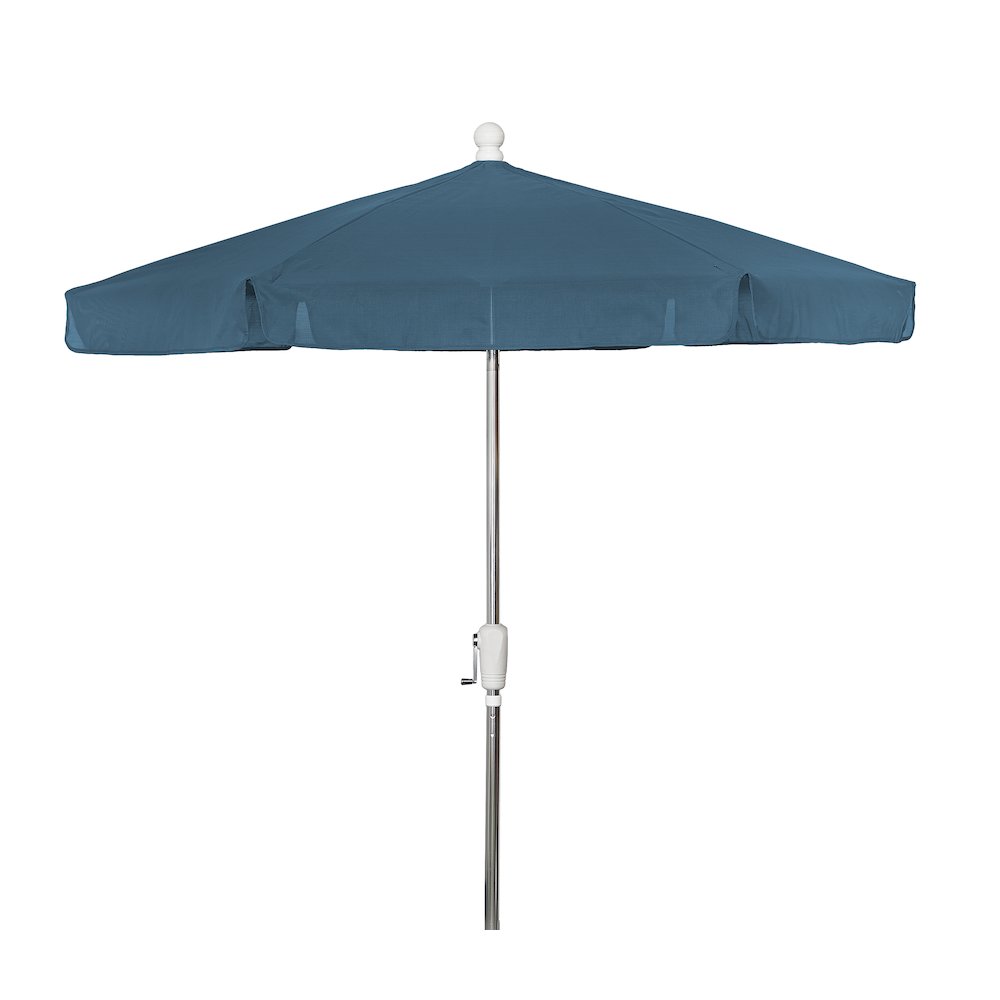 7.5' Hex Garden Umbrella 6 Rib Crank In Teal Vinyl Coated Weave. Picture 2