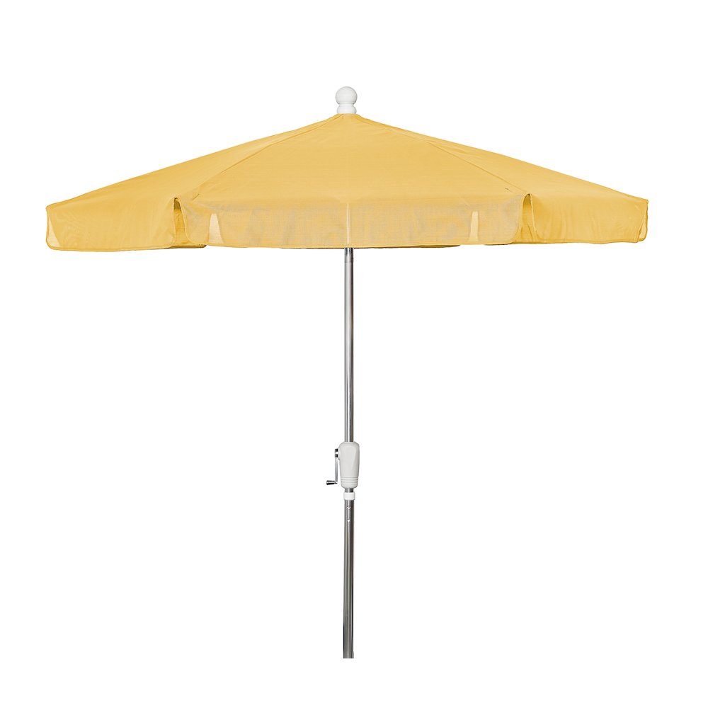 7.5' Hex Garden Umbrella 6 Rib Crank In Yellow Vinyl Coated Weave. Picture 2