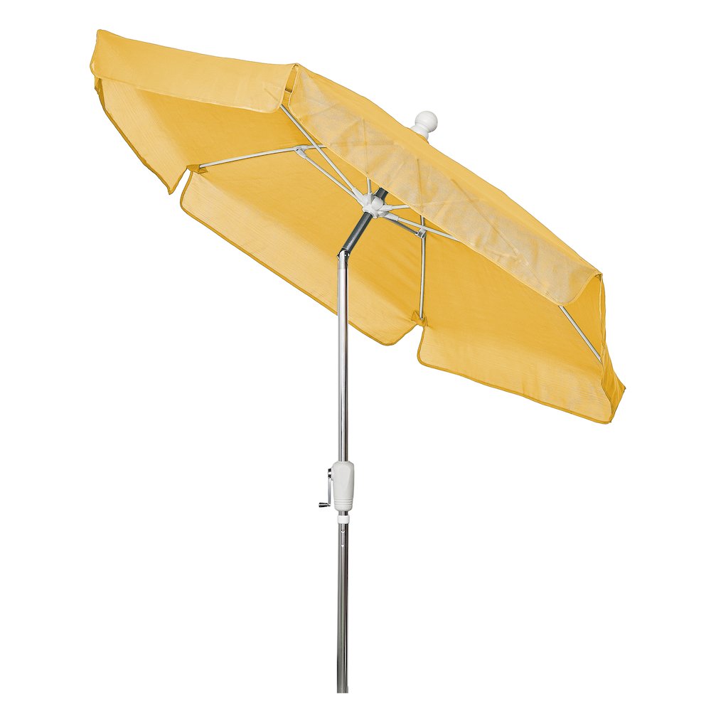 7.5' Hex Garden Umbrella 6 Rib Crank In Yellow Vinyl Coated Weave. Picture 3