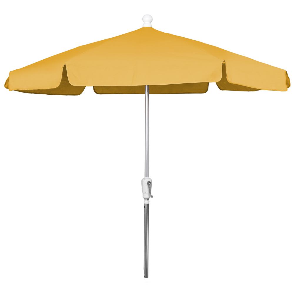 7.5' Hex Garden Umbrella 6 Rib Crank Lift In Yellow Vinyl Coated Weave. Picture 1