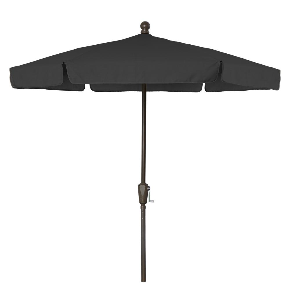 7.5' Hex Garden Umbrella 6 Rib Crank Lift In Black Vinyl Coated Weave. Picture 1