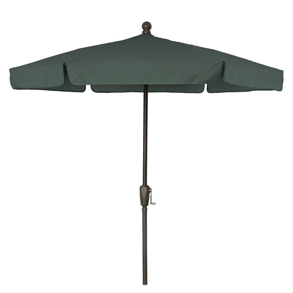 7.5' Hex Garden Umbrella 6 Rib Crank Lift In Forest Green Vinyl Coated Weave. Picture 1