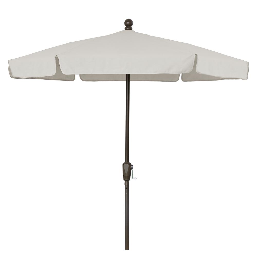 7.5' Hex Garden Umbrella 6 Rib Crank Lift In Natural Vinyl Coated Weave. Picture 1