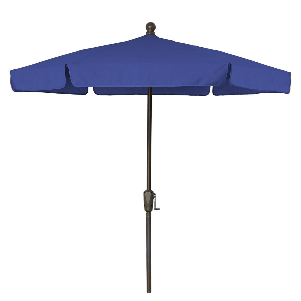 7.5' Hex Garden Umbrella 6 Rib Crank Lift In Pacific Blue Vinyl Coated Weave. Picture 1