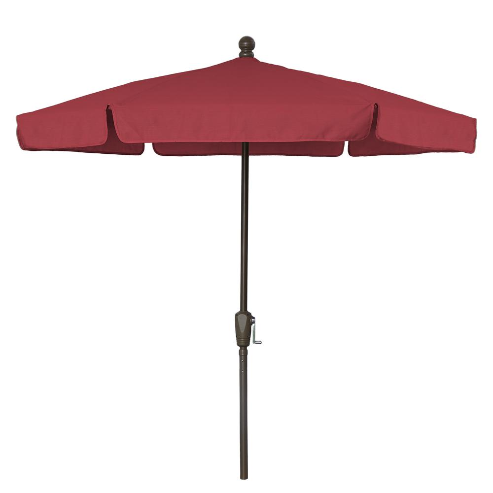 7.5' Hex Garden Umbrella 6 Rib Crank Lift In Red Vinyl Coated Weave. Picture 1