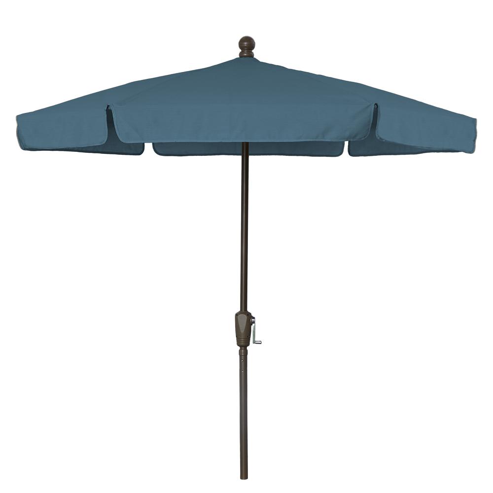7.5' Hex Garden Umbrella 6 Rib Crank Lift In Teal Vinyl Coated Weave. Picture 1