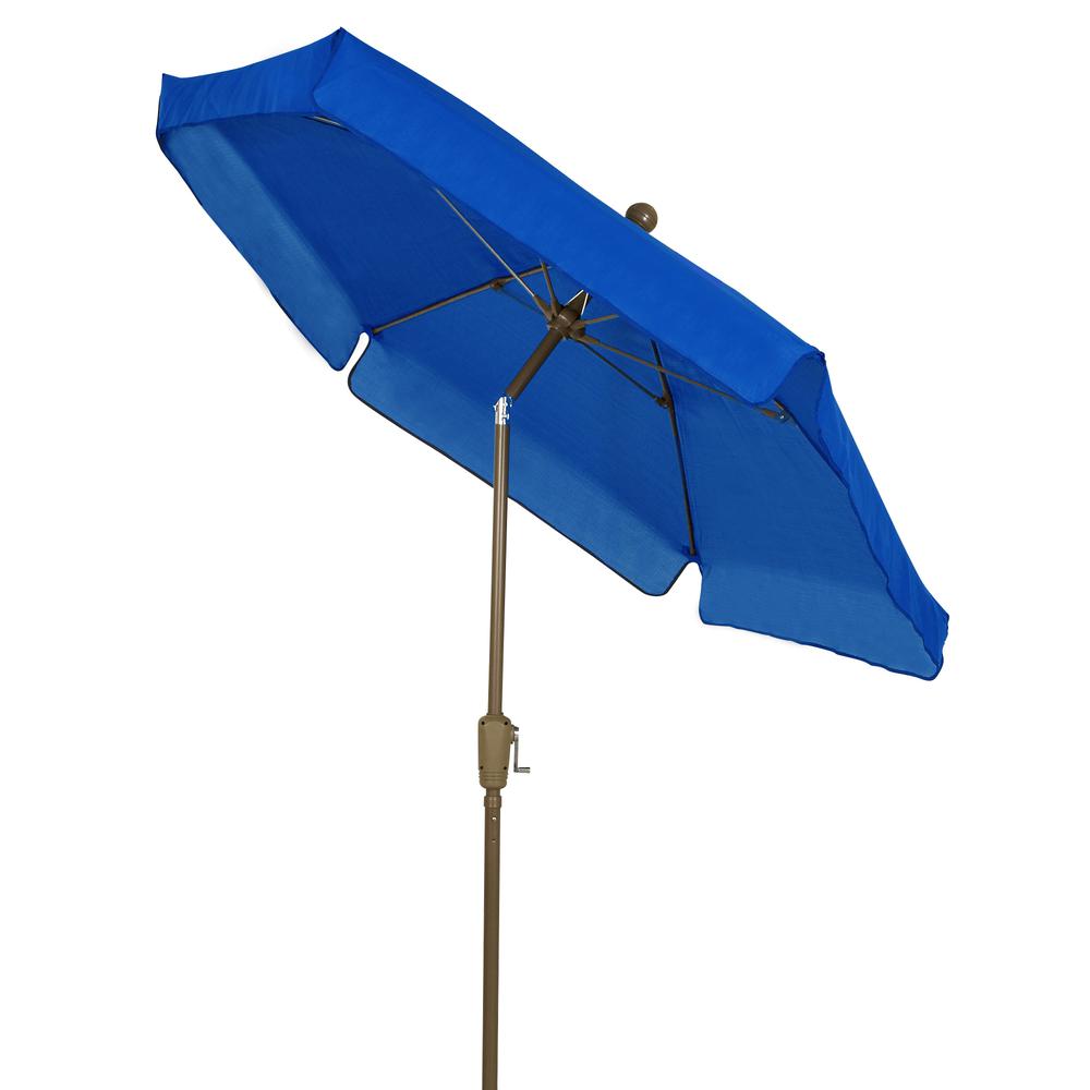 7.5' Hex Garden Tilt Umbrella 6 Rib Crank In Pacific Blue Vinyl Coated Weave. Picture 1