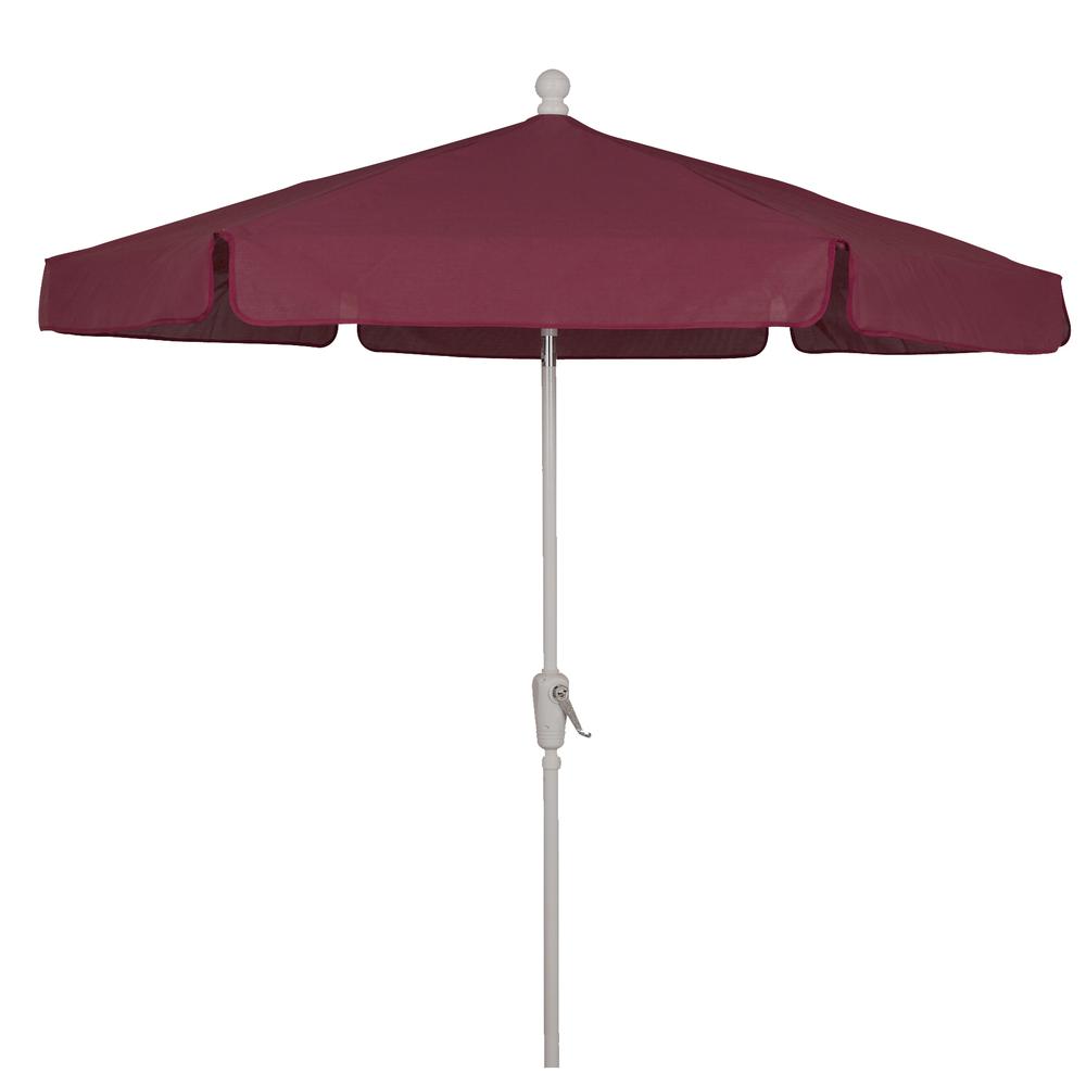 7.5' Hex Garden Umbrella 6 Rib Crank Lift In Burgundy Vinyl Coated Weave. Picture 1