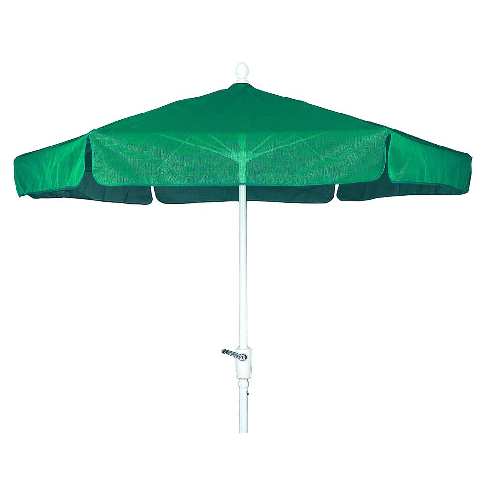 7.5' Hex Garden Umbrella 6 Rib Crank Lift In Forest Green Vinyl Coated Weave. Picture 1