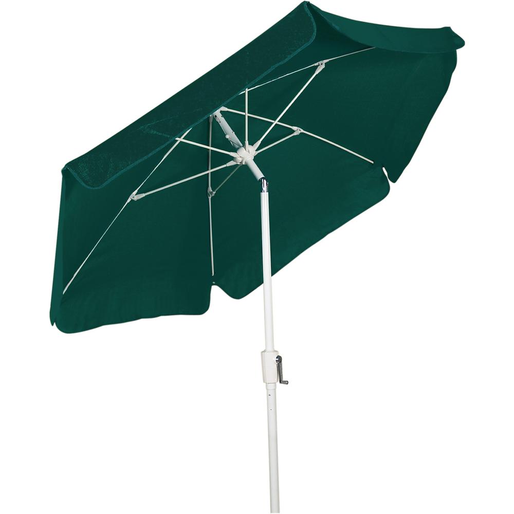 7.5' Hex Garden Tilt Umbrella 6 Rib Crank In Forest Green Vinyl Coated Weave. Picture 1