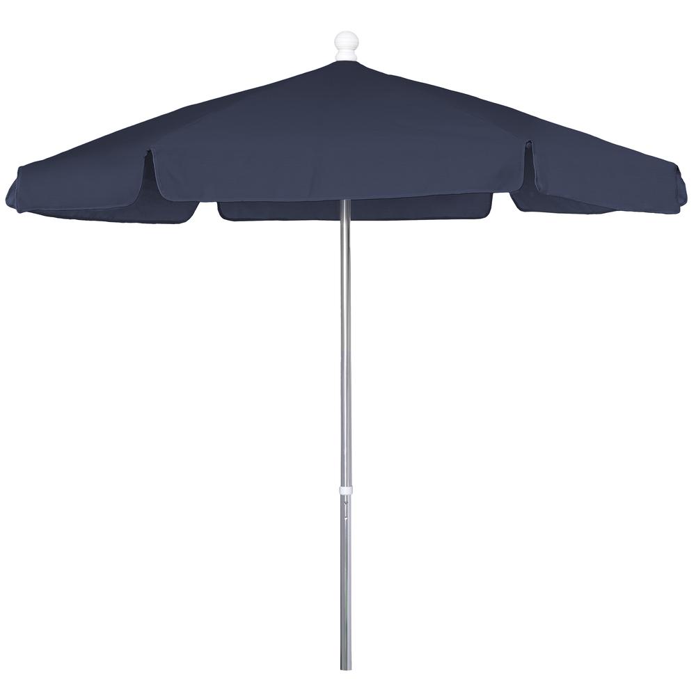 7.5' Hex Garden Umbrella 6 Rib In Navy Blue Vinyl Coated Weave. Picture 1