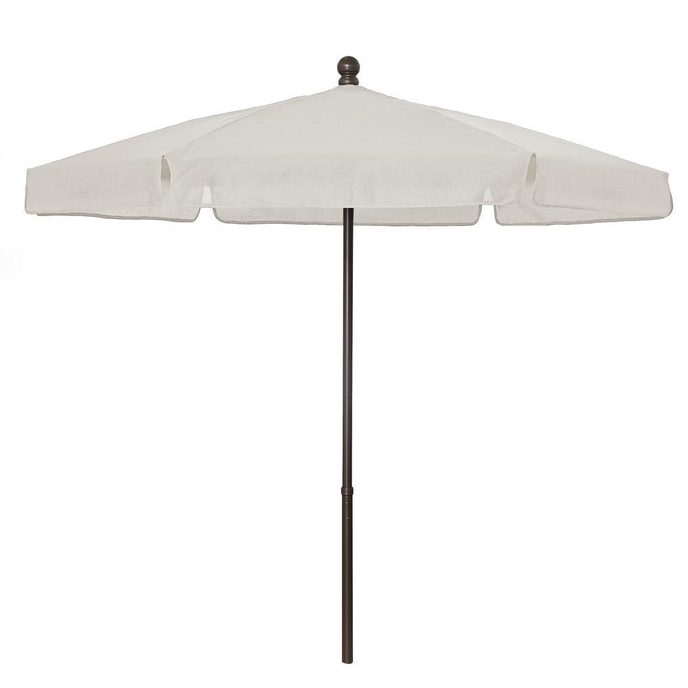 7.5' Hex Garden Umbrella 6 Rib Push Up & Pin Lift In Natural Vinyl Coated Weave. Picture 1