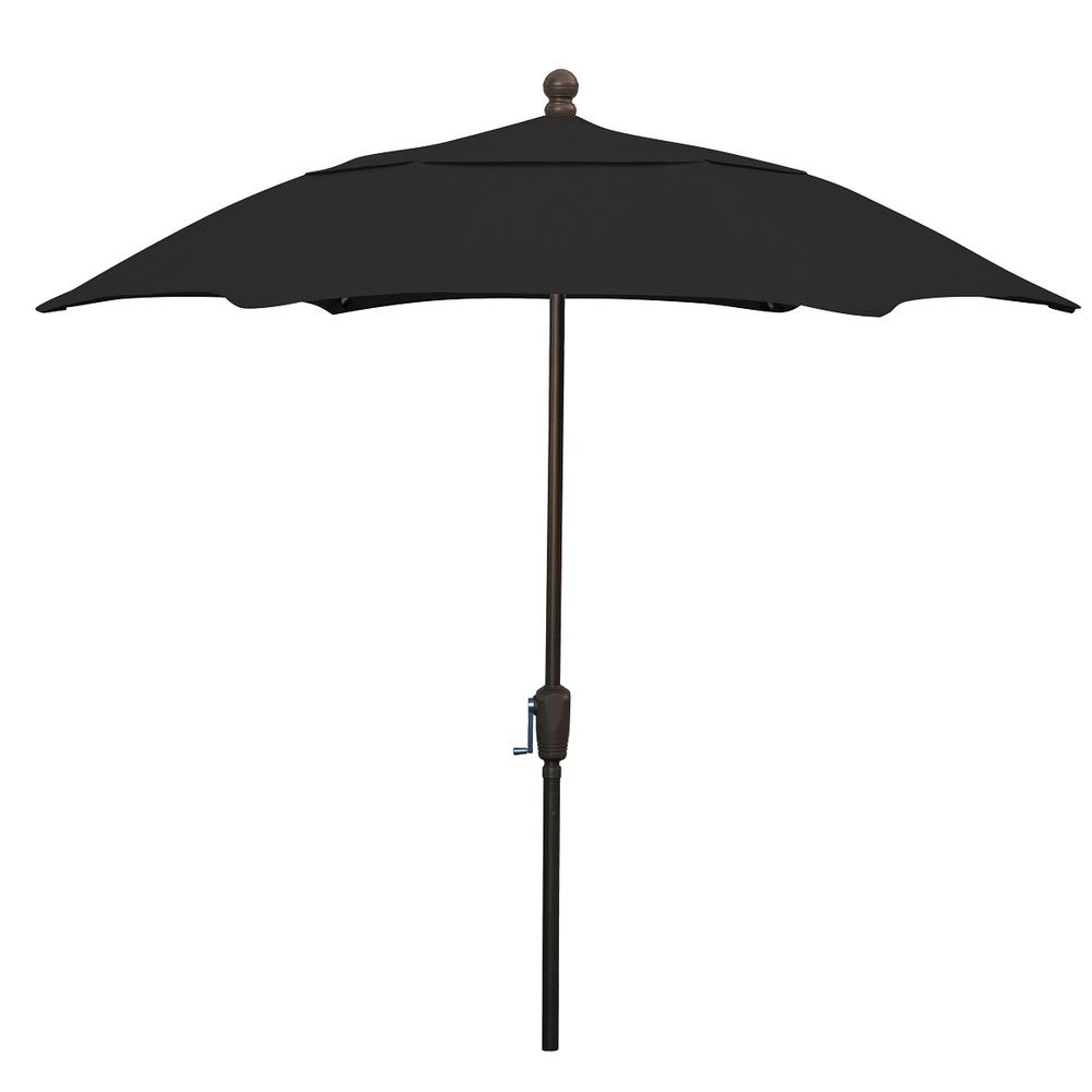 7.5' Oct Patio Umbrella 6 Rib Crank Lift with Black Solution Dyed Poly Canopy. Picture 1