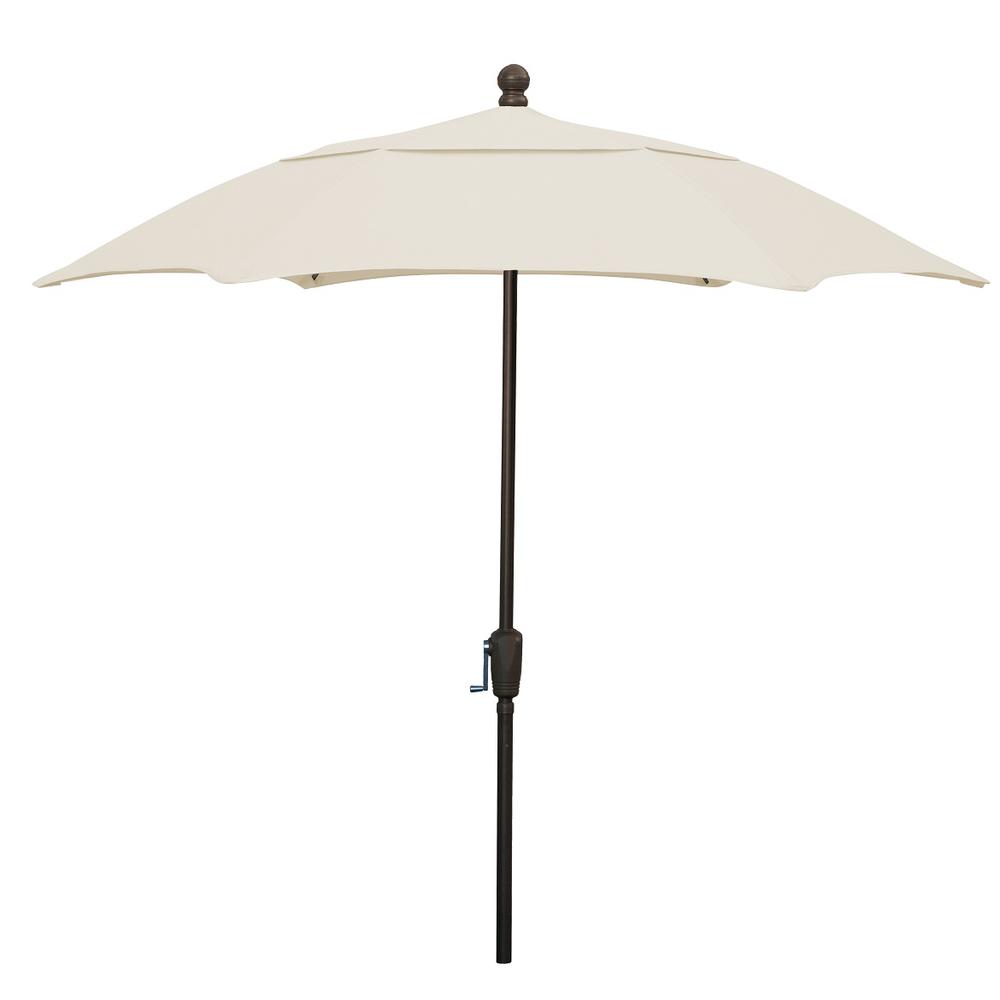 7.5' Oct Patio Umbrella 6 Rib Crank Lift with Natural Solution Dyed Poly Canopy. Picture 1