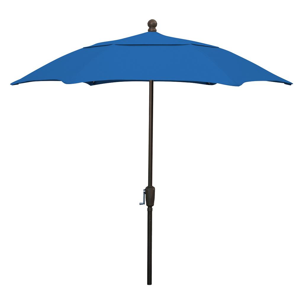 7.5' Oct Patio Umbrella 6 Rib Crank Lift with Pacific Blue Solution Canopy. Picture 1