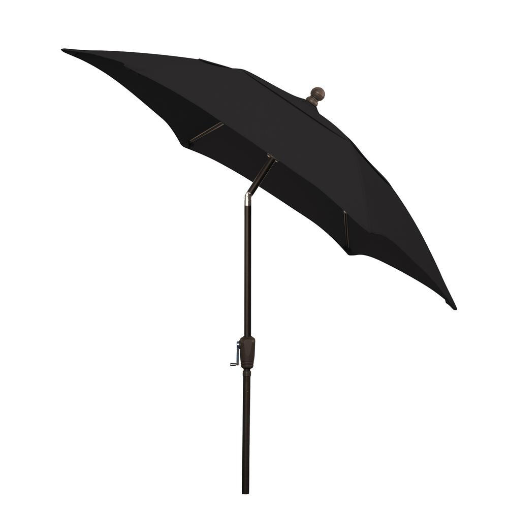 7.5' Oct Patio Tilt Umbrella 6 Rib Crank with Black Solution Dyed Poly Canopy. Picture 1
