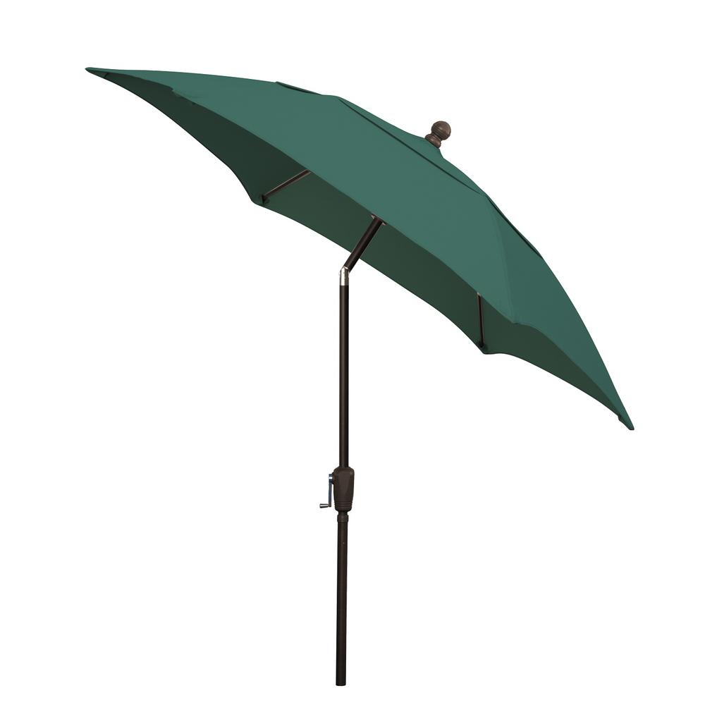 7.5' Oct Patio Tilt Umbrella 6 Rib Crank with Forest Green Solution Canopy. Picture 1