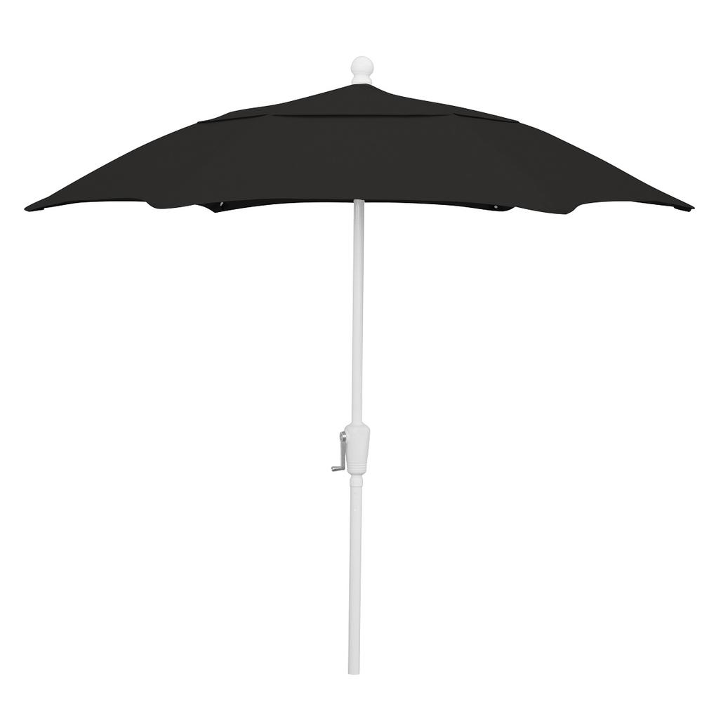 7.5' Oct Patio Umbrella 6 Rib Crank Lift with Black Solution Dyed Poly Canopy. Picture 1