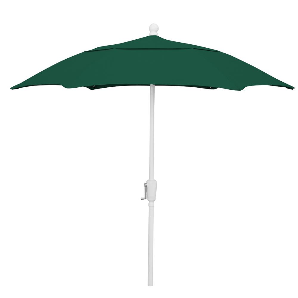 7.5' Oct Patio Umbrella 6 Rib Crank Lift with Forest Green Solution Canopy. Picture 1