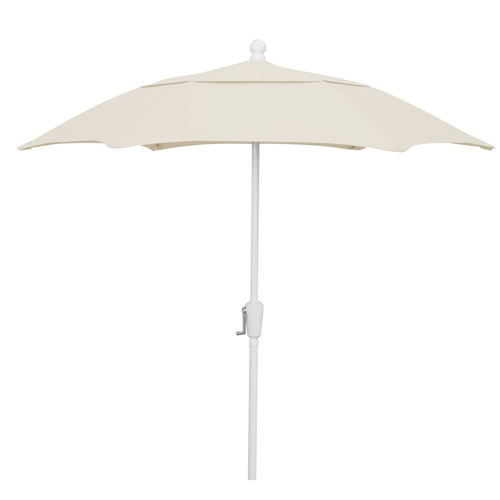 7.5' Oct Patio Umbrella 6 Rib Crank Lift with Natural Solution Dyed Poly Canopy. Picture 1