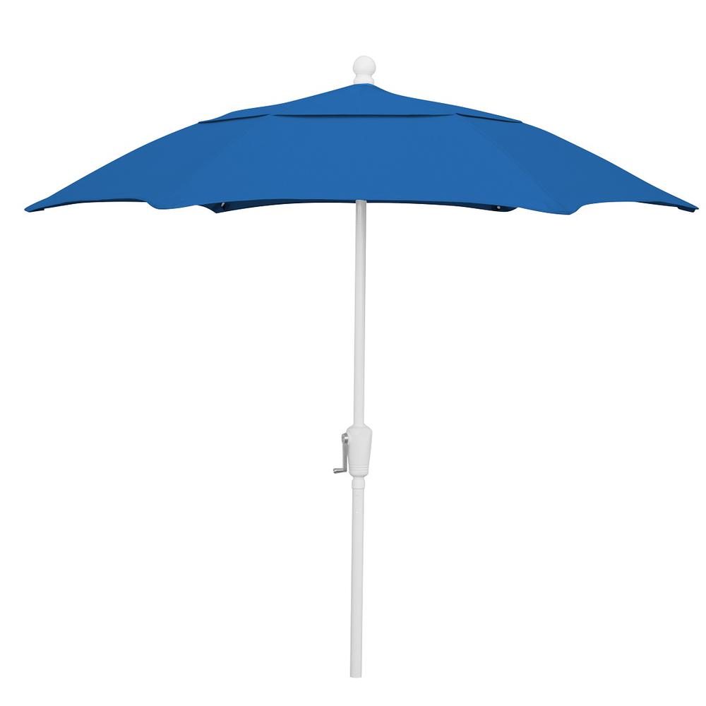 7.5' Oct Patio Umbrella 6 Rib Crank Lift with Pacific Blue Solution Canopy. Picture 1