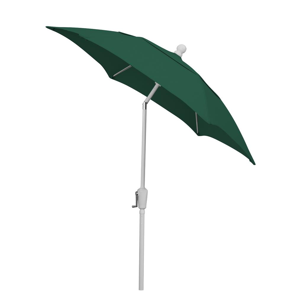 7.5' Oct Patio Tilt Umbrella 6 Rib Crank with Forest Green Solution Canopy. Picture 1