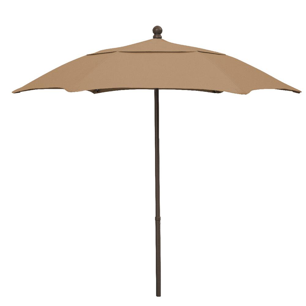 7.5' Oct Patio Umbrella 6 Rib with Beige Solution Dyed Poly Canopy. Picture 1