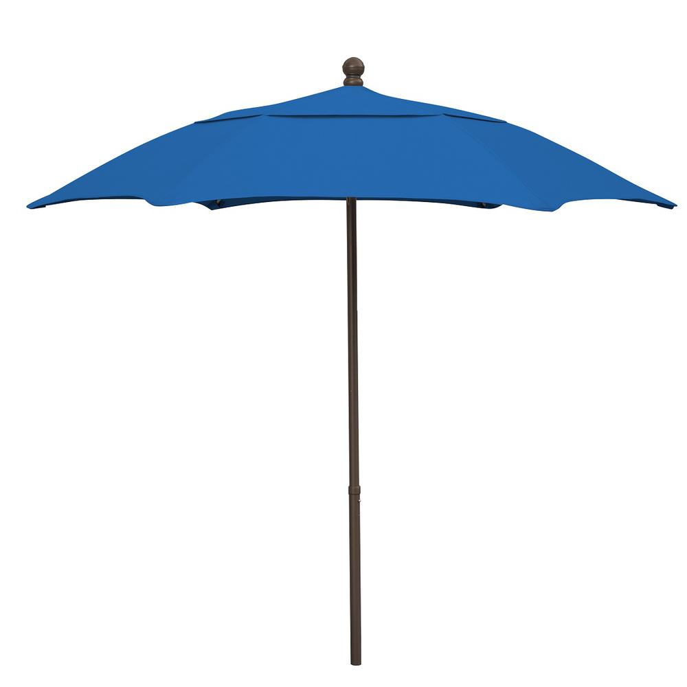 7.5' Oct Patio Umbrella 6 Rib with Pacific Blue Solution Dyed Poly Canopy. Picture 1