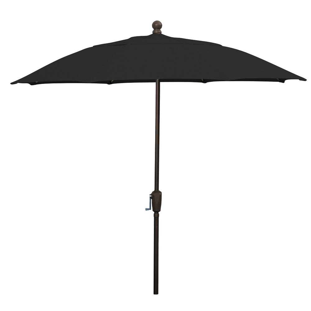 9' Oct Patio Umbrella 8 Rib Crank Lift with Black Solution Dyed Poly Canopy. Picture 1